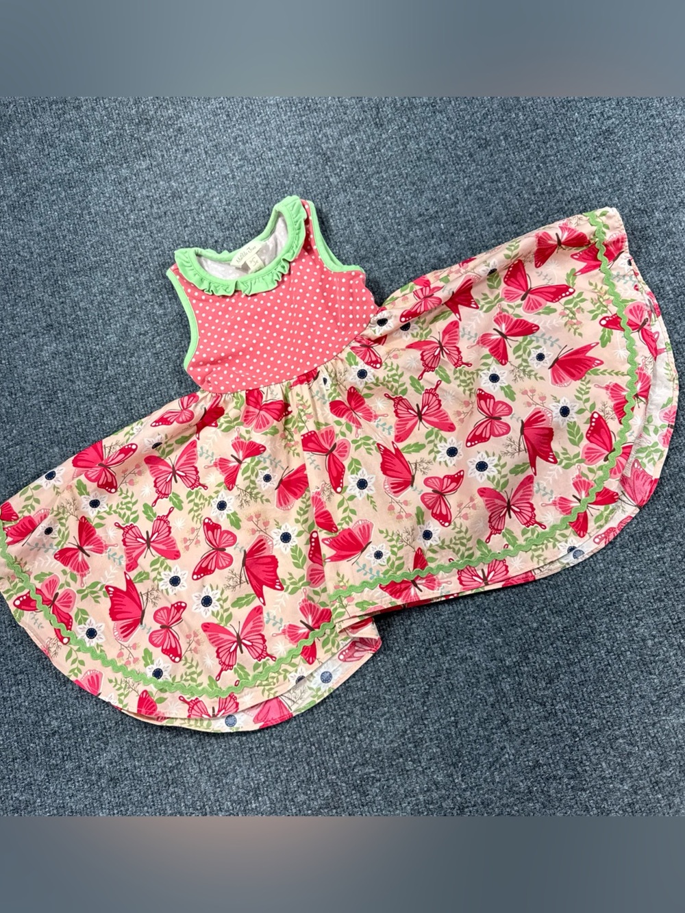 MATILDA JANE Sz 2 Twirl Dress Sleeveless Pink Polka Dot Butterfly Good to Go - Picture 2 of 5